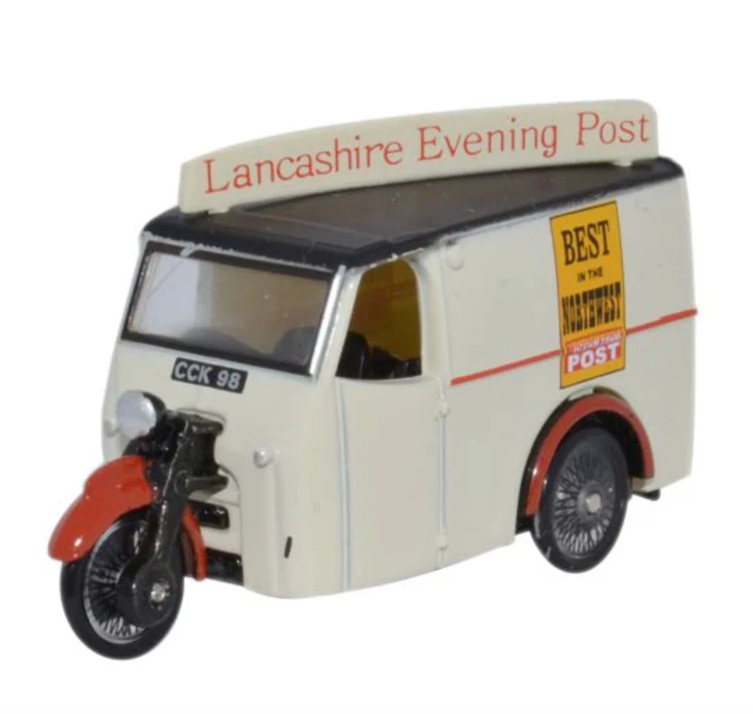 VANS Oxford Diecast 76TV006 Triciclo Furgone Lancashire Evening Post Scala 1:76