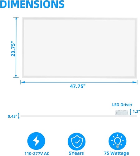 2x4 LED Flat Panel Light, 75W Dimmable LED Panel Lights for Commercial Lighting - Picture 3 of 16