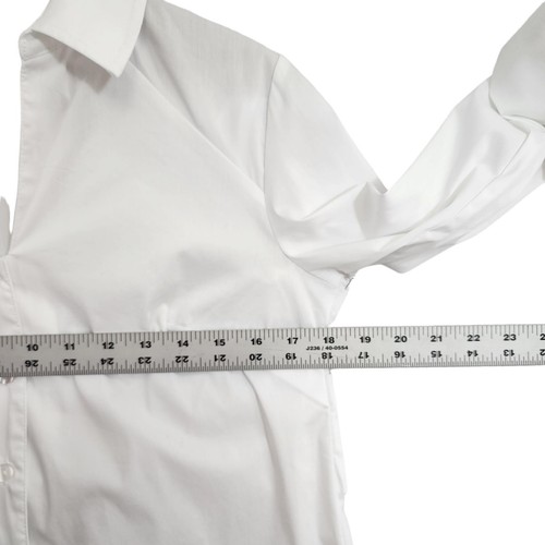 Colleen Lopez White Button Up Top Untucked Stretch Cotton Bow Back Oversize XS - Picture 7 of 11