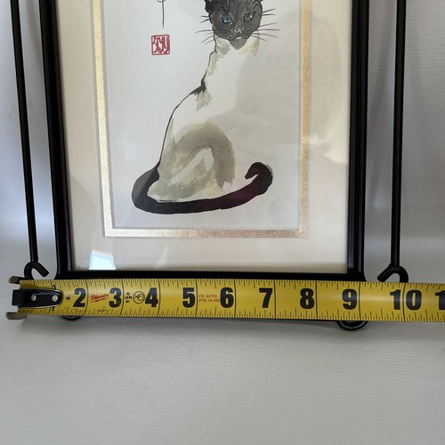 Inchiostro stile giapponese con cornice in ferro battuto Linda Smith su carta gatto siamese - Foto 4 di 7