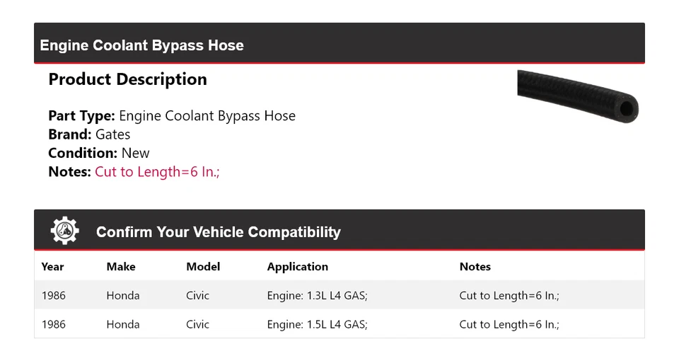 Puertas de manguera de derivación de refrigerante de motor Honda Civic 1986 Foto 2 de 4