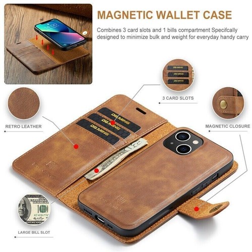 Leather Card Wallet Phone Case For iPhone 16 15 14 13 12 11 Pro Max XR XS 7 8 SE - Picture 7 of 61