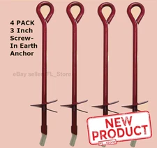 4 PACK 30 Inch Shed & Tent Anchor Steel Screw In Earth Ground Swing Stake NEW