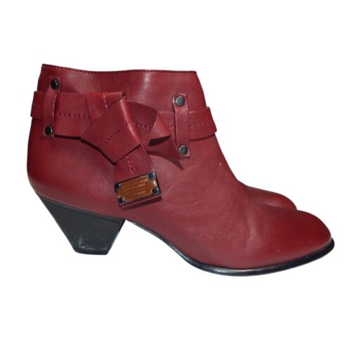 Marc By Marc Jacobs Women's Ankle Boots Red Leather Booties Side Zip Size 38 / 8 - Picture 3 of 14