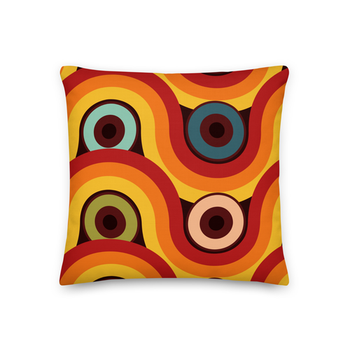 Retro Pillow with Orange & Beige Circles | Vintage-Style Pillow | 3 sizes - Picture 25 of 54