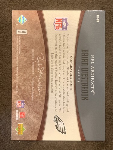 2007 Artifacts NFL Artifacts #NFLBW Brian Westbrook Jersey 227/325 - Picture 2 of 12
