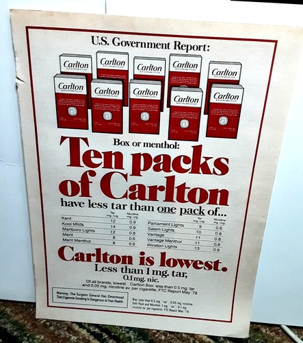 1979 Carlton Cigarettes Original Print Ad