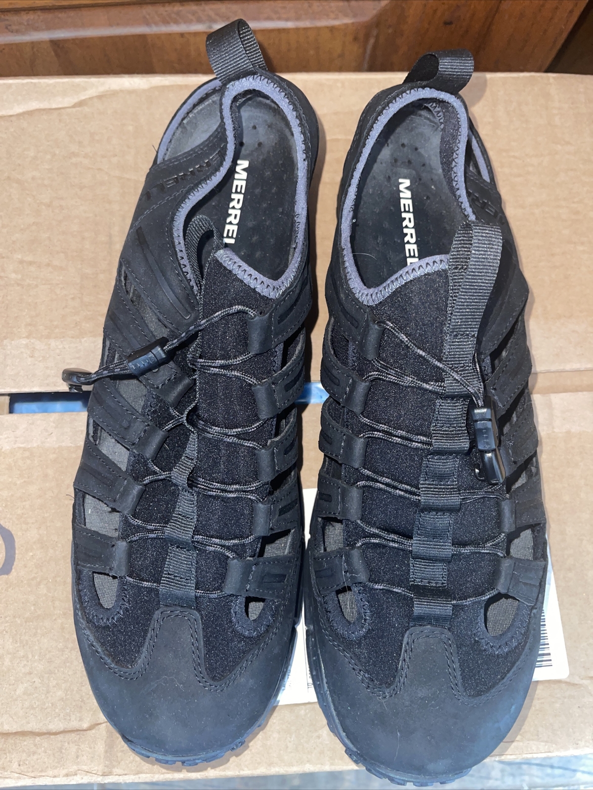 Sandali da uomo neri Merrell Hydrotrekker in pelle sigillo setaccio taglia US 11 5