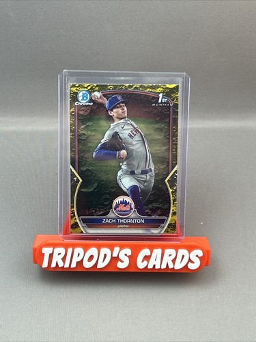 2023 Bowman Draft Zach Thornton Yellow Lunar Crater #69/75 New York Mets