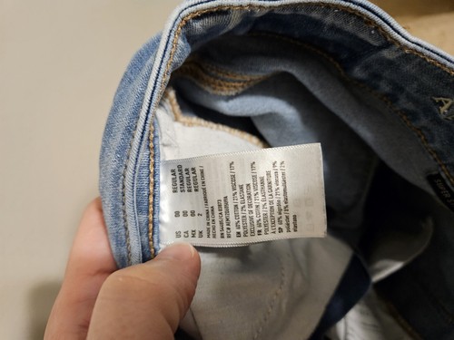 American Eagle Damen hoher Bund blau abgenutzt zerrissen Denim Größe 00 - Bild 8 von 8