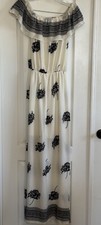 Ginger G Black White Floral Off Shoulder Dress Size S Ruffles Maxi Elastic Waist