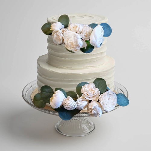 Dusty Blue Bridal Bouquet Navy Sola Wood Wedding Flowers Eucalyptus Bridesmaid - Picture 54 of 55