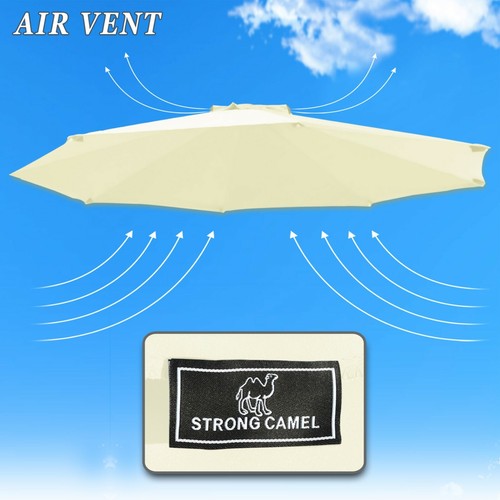 Replacement Canopy for 9ft 8rib Solar Powered Patio Umbrella Polyester Top Cover - Picture 26 of 49