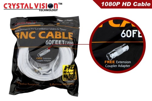 WHITE PREMIUM 60FT HIGH QUALITY BNC CABLES FOR 8 CH SAMSUNG SYSTEMS SDS 5100 - Picture 2 of 11