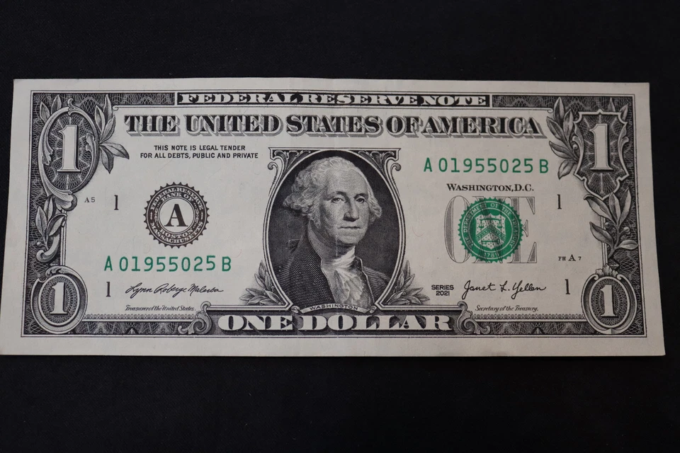 [FEB 5, 1955] ONE DOLLAR FANCY BIRTHDAY NOTE  SN A 01955025 B - Image 2 of 3