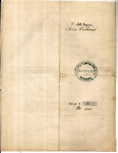crv 029 -1869 MODENA Società Filodrammatica Dilettanti - Sala Palazzo Bellentani - Imagen 2 de 2