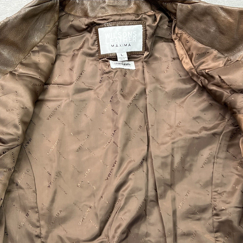 Vtg Wilsons Leather Racer Jacket Womens Large Brown Thinsulate - Picture 11 of 12