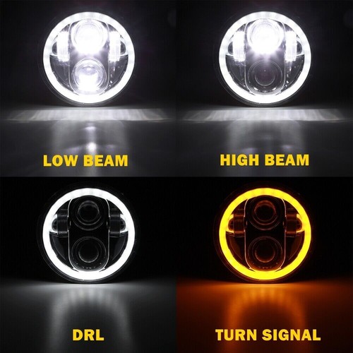 4Pcs 5.75" INCH Chrome LED Headlights Hi-Lo DRL for Chrysler Newport 1958-1978 - Picture 2 of 12