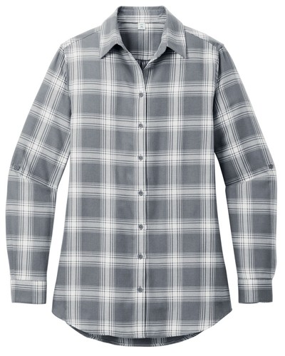 DAMEN LÄNGERE LÄNGE, ABGERUNDETER SAUM, LANGARM, KARIERTES FLANELLHEMD. SOFT XS-4XL - Bild 10 von 10