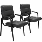 Set of 2 Office Guest Chair Bonded Leather Executive Side Reception Chair Black