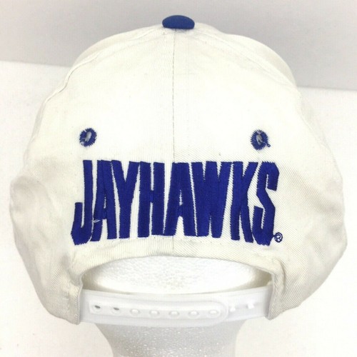 Vtg 90s Kansas Jayhawks Hat Block Script Spell Out Logo Snap Back Basketball Cap - Picture 2 of 12