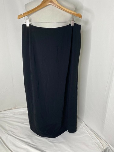 Liz Claiborne Women’s Maxi Skirt Size 16 Black Long Collection Button Front - Picture 3 of 6