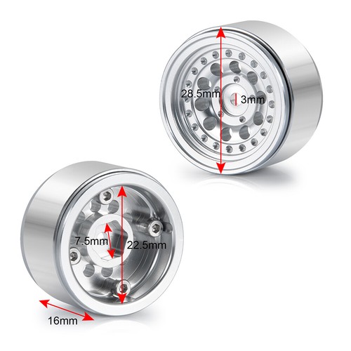 1.0" Beadlock CNC Wheel Rims & Mud Tires Set for 1/24 RC Crawler Car 90081 00001 - Picture 33 of 61