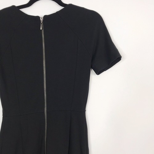 Vestido Vaina French Connection Talla 2 Negro Encaje Bloqueado Manga Corta LBD Carrera - Imagen 6 de 9