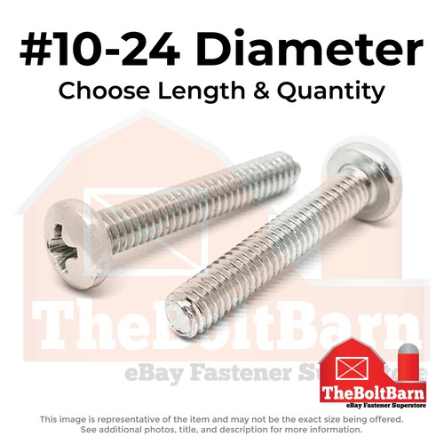 #10-24 Edelstahl Kreuzschlitz Flachkopf Maschinenschrauben (Länge & Menge wählbar) - Bild 1 von 14