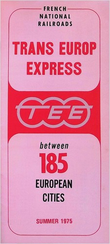 Folleto de programación ferroviaria TEE Trans Europ Express SNCF 1975