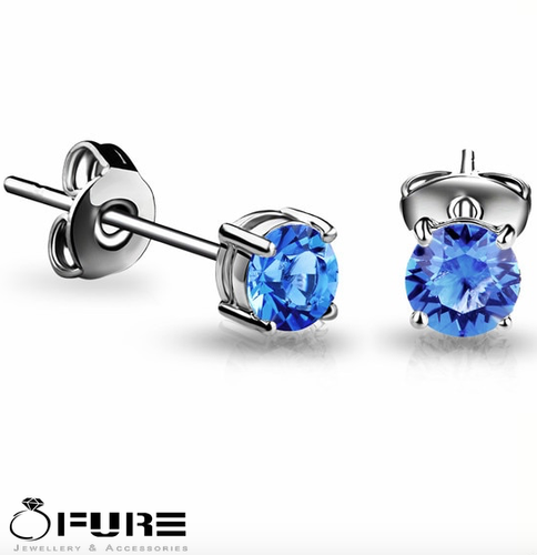 Women Girls Birthstone Round Diamond Cut Gold Silver Helix Tragus Stud Earrings - Picture 18 of 92