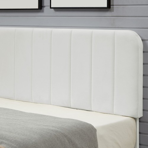 Upholstered Bed Frame Platform Full Queen Size with Velvet Headboard Wooden Slat - Picture 35 of 46