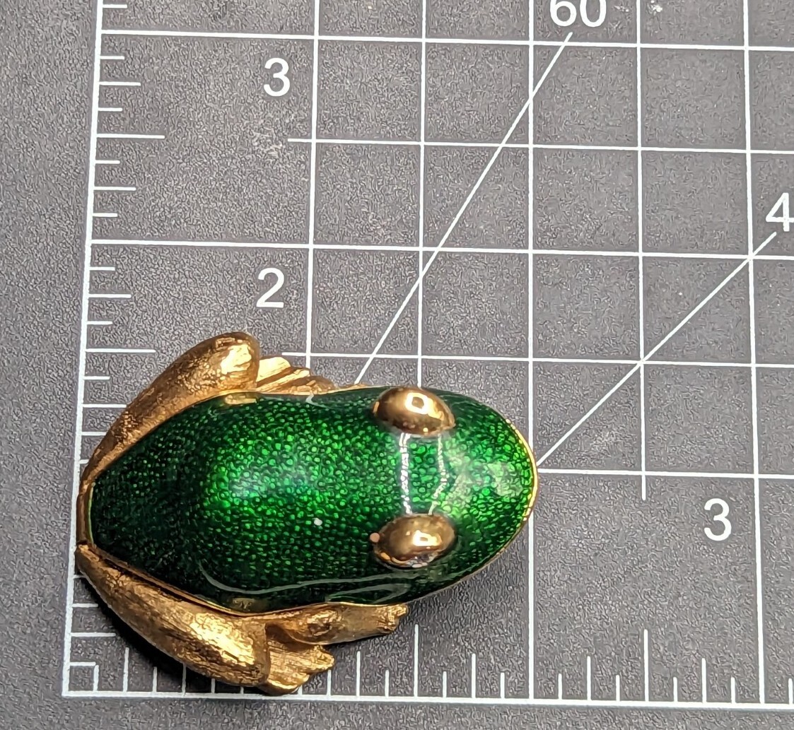 Vintage Estee Lauder Green Enamel Leap Frog EMPTY Solid Perfume