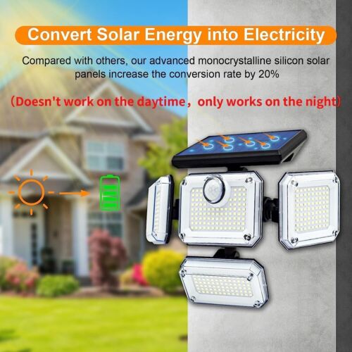 50000LM LED Solar Flood Light Outdoor Garden Wall Security Motion Sensor Lamp - Picture 24 of 29