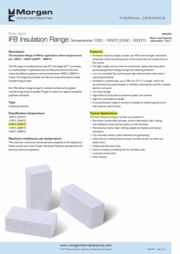 K26 Isolierfeuerstein 8 x 4,5 x 0,50 Morgan Thermokeramik 2600F 6er Box - Bild 4 von 12