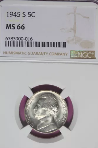 1945 S- NGC 5C MS66 JEFFERSON NICKEL #B44904