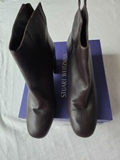 Stuart Weitzman Bacari Cola Nappa  Leather Zip Boot, Size 12 M UW40709