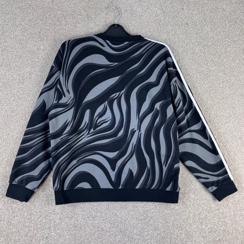 Adidas Womens Sweatshirt XL Black Grey Animal Print Abstract Pullover Jumper Top - Picture 6 of 9