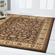 BROWN CREAM IVORY BORDERED TRADITIONAL AREA RUG Persien ORIENTAL FLORAL CARPET