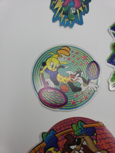 Set of 9 90s LOONEY TUNES Foil Sports prism Stickers 1998 Bugs, Tweety, Taz - Picture 5 of 12