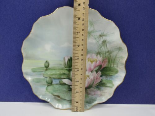 Antique JPL LIMOGES France Set of 4 Hand Painted Lily Flower Cabinet Wall Plates - Picture 13 of 22