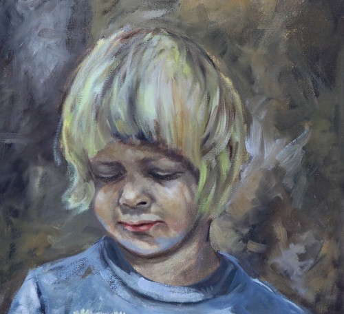 Portrait of a girl with flowers, beautiful oil on canvas painting signed Draabye - Picture 2 of 5