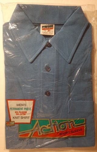 Vintage Kmart Sz.M Knit Polo Shirt Action Short Sleeve W/ Pocket NIP NOS - Picture 1 of 7