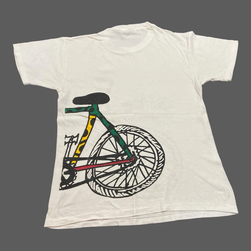 Camisetas De Colección Años 90 Bicicleta Para Hombre Blancas Talla M Bicicleta Larga Barco Llave Puntada Única Foto 2 de 4