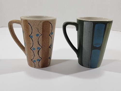 5er Set MCM Retro 70er Jahre Steingut Keramik konisch Kaffee Tee Becher - Bild 3 von 11