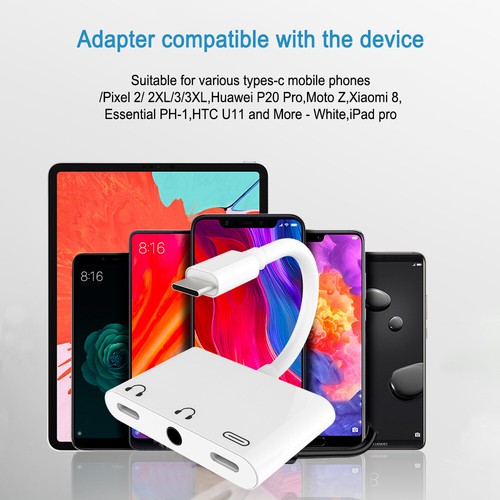Dual Type C 3.5mm Audio Charger Call OTG Adapter for Samsung S2 Huawei P40 LG - Picture 7 of 13