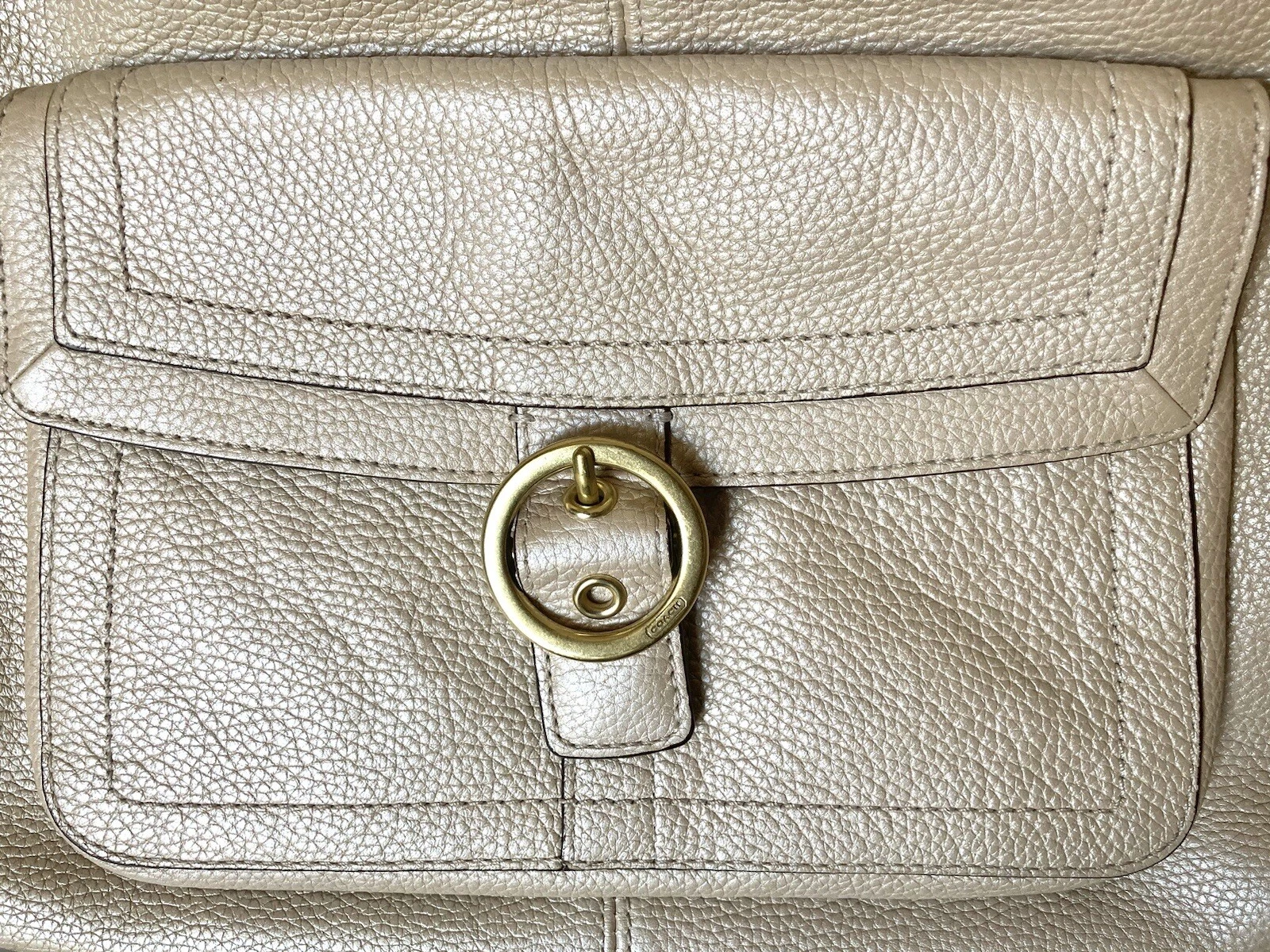 Coach Penelope Crema Champaign Pelle Metallizzata Borsa Tote Bag Borsetta e Portafoglio Pieghevole