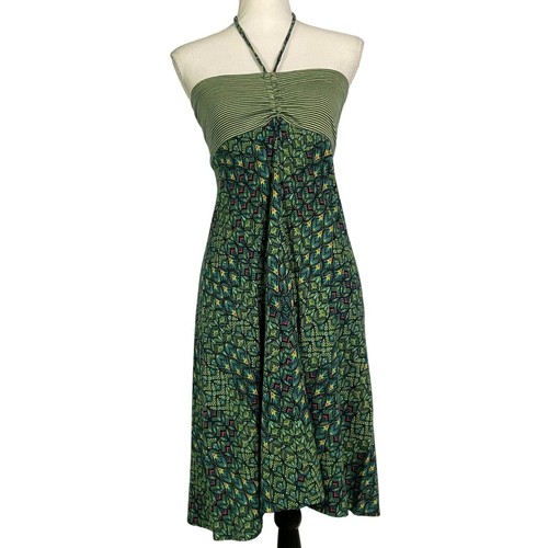 Vestido halter Patagonia, talla XS, algodón/lyocel, azul/verde - Imagen 2 de 12