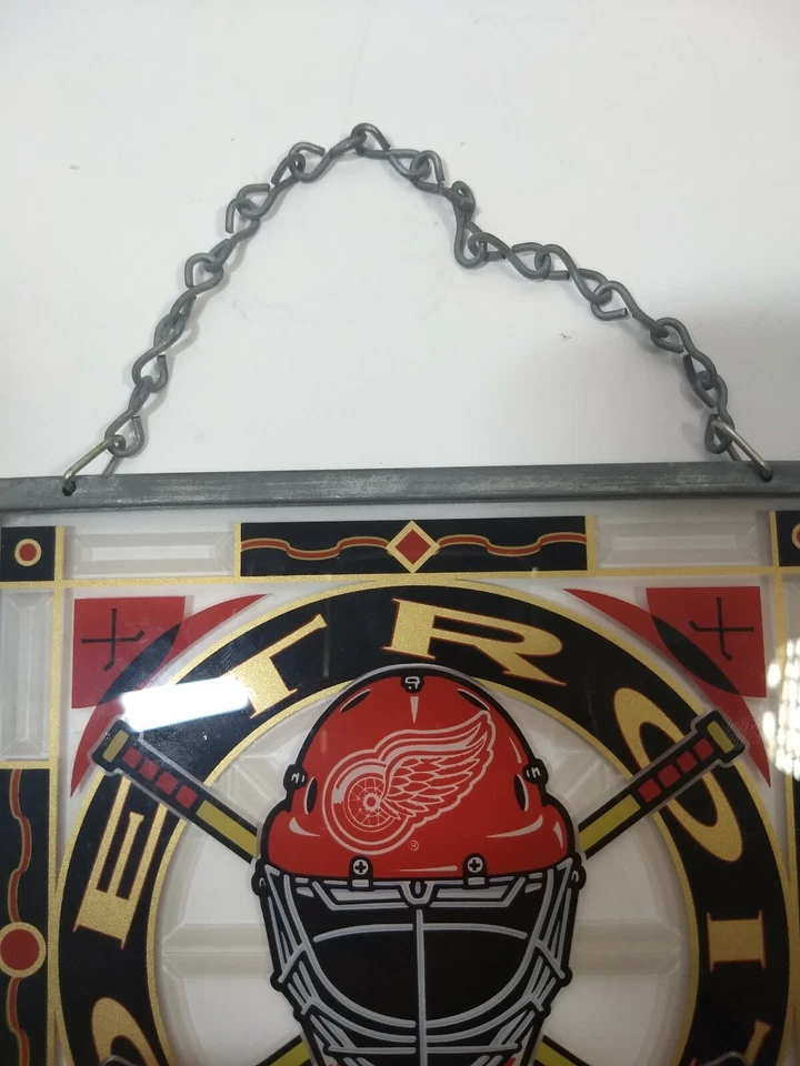 Detroit Red Wings Arte Vidrio Colgante Enmarcado Logo NHL Hockey sobre Hielo 6 3/4" Cuadrado Foto 3 de 4