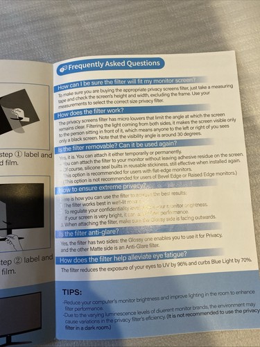 Ecran de confidentialité écran d'ordinateur 24 pouces 16:9, - manque 1 clip - Photo 8/10